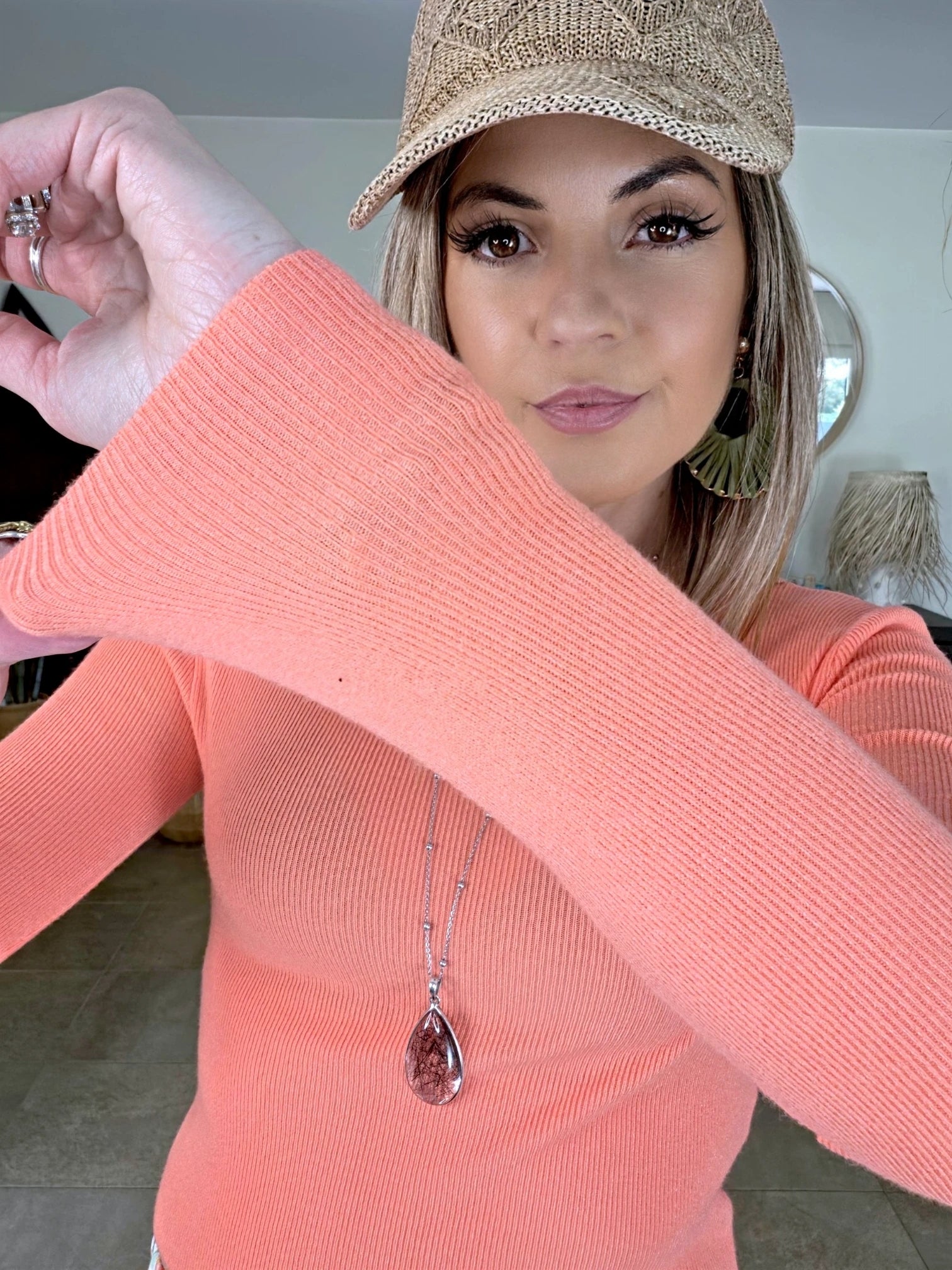 Pull corail clair à maille fine côtelée - 𝐌𝐚𝐫𝐢𝐧𝐚𝟒𝟒𝐟𝐚𝐦𝐢𝐥𝐲