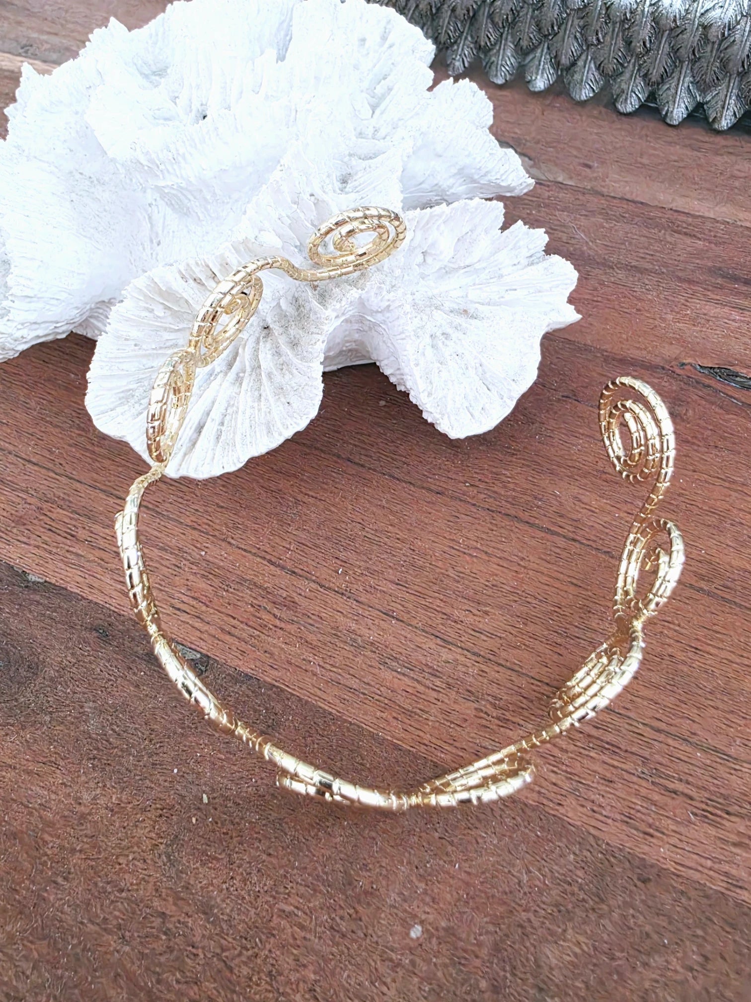 Bracelet bras doré en acier inoxydable