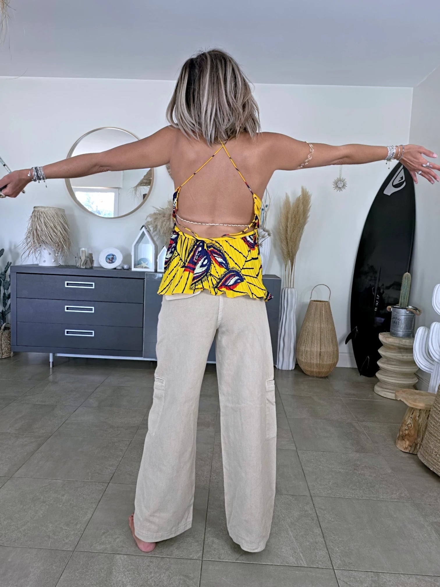 Pantalon cargo à jambe large