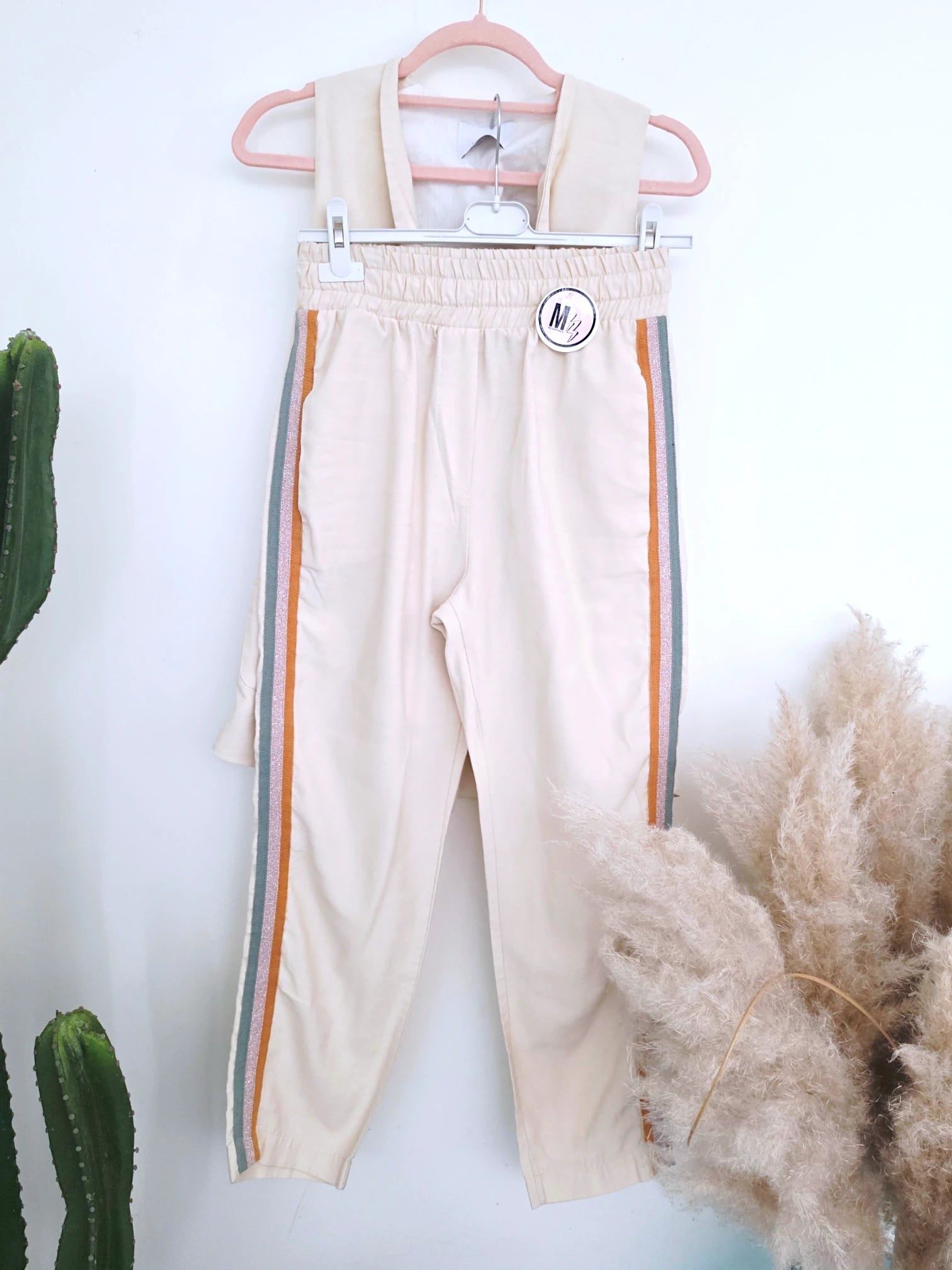 Ensemble veston + pantalon écru  à bandes latérales