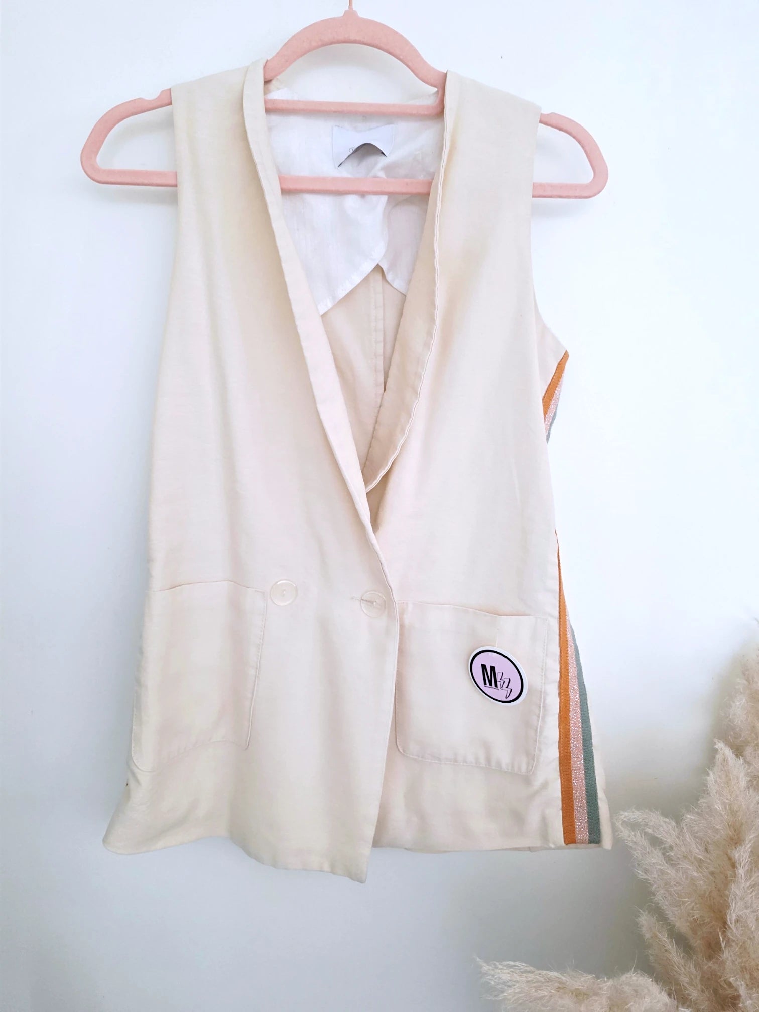 Ensemble veston + pantalon écru  à bandes latérales