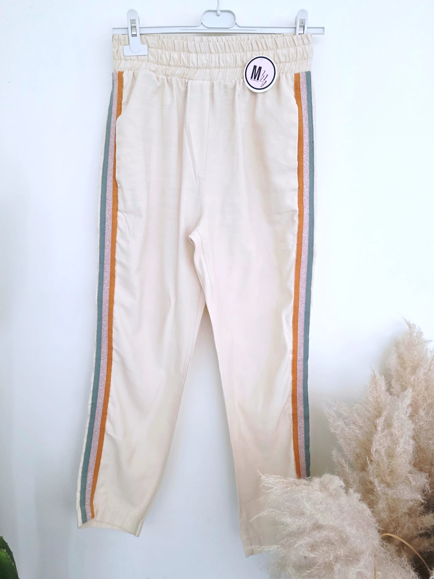 Ensemble veston + pantalon écru  à bandes latérales