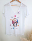 T-shirt blanc skull mexicain