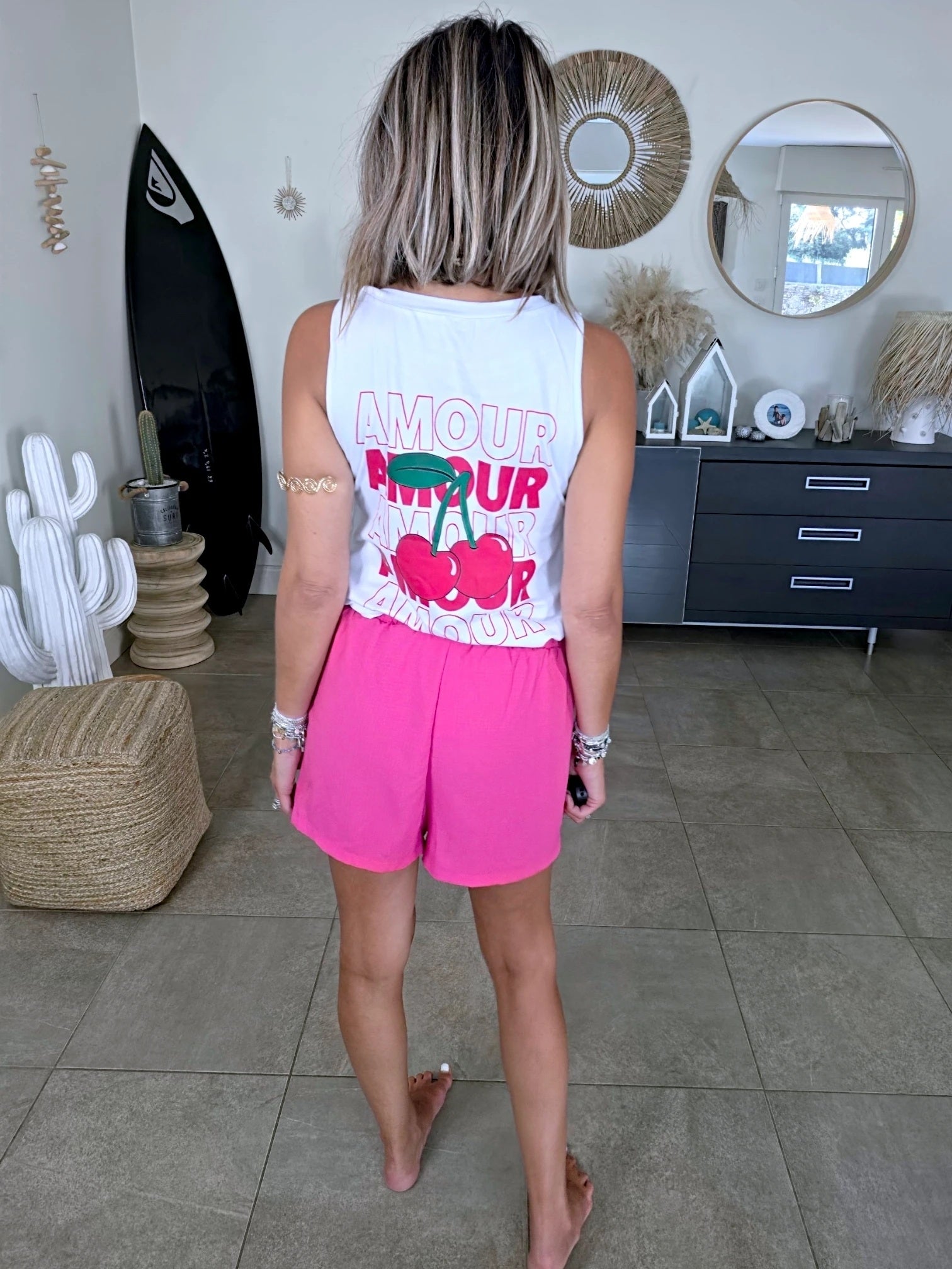 Ensemble débardeur + Jupe short rose fuchsia - 𝐌𝐚𝐫𝐢𝐧𝐚𝟒𝟒𝐟𝐚𝐦𝐢𝐥𝐲