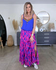 Jupe longue rose fuchsia et bleu roi