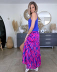 Jupe longue rose fuchsia et bleu roi