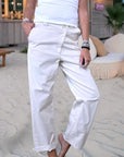 Pantalon écru taille asymétrique