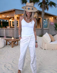 Pantalon écru taille asymétrique
