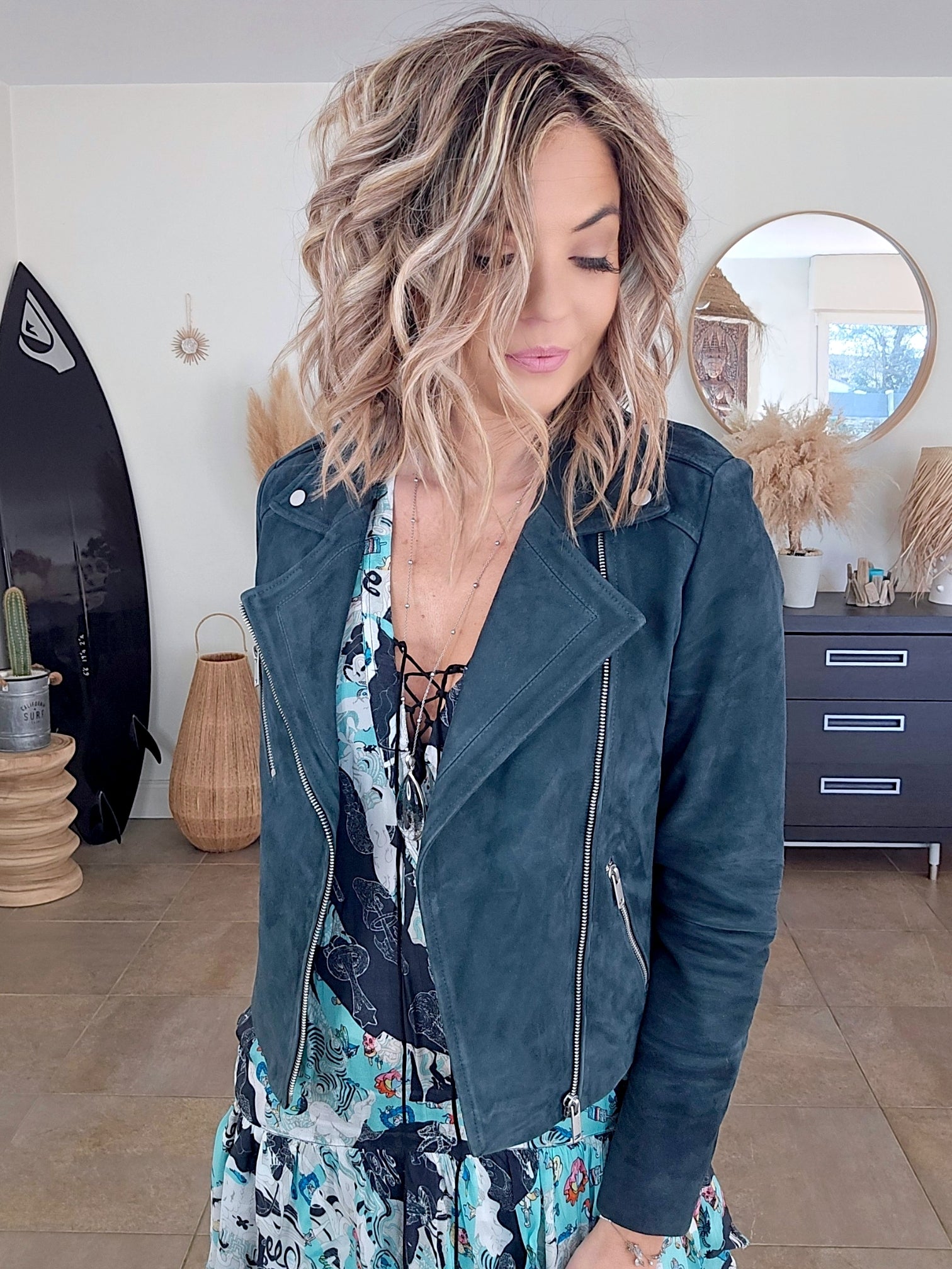 Perfecto 100% cuir bleu pétrole - 𝐌𝐚𝐫𝐢𝐧𝐚𝟒𝟒𝐟𝐚𝐦𝐢𝐥𝐲