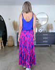 Jupe longue rose fuchsia et bleu roi