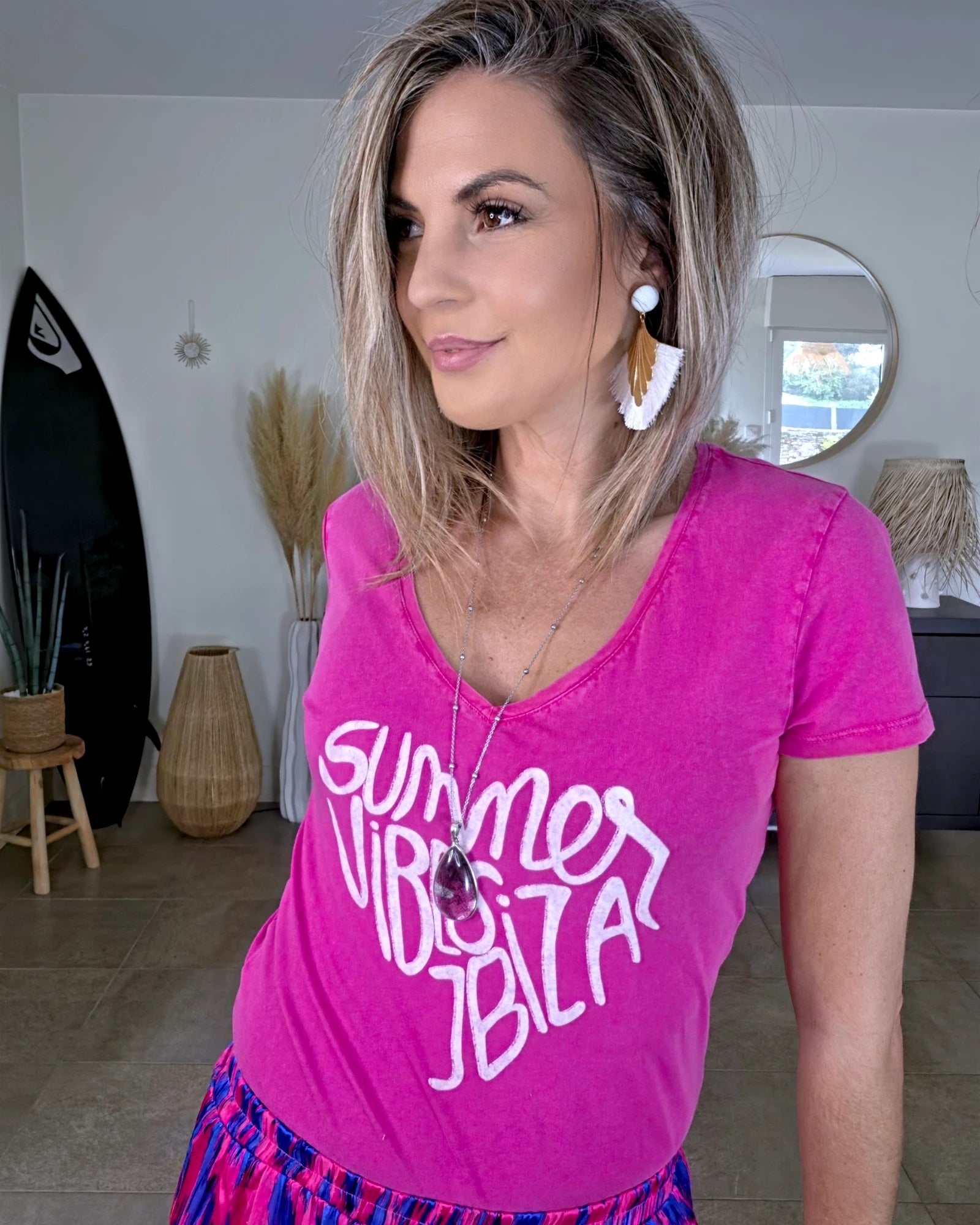 T-shirt rose summer ibiza