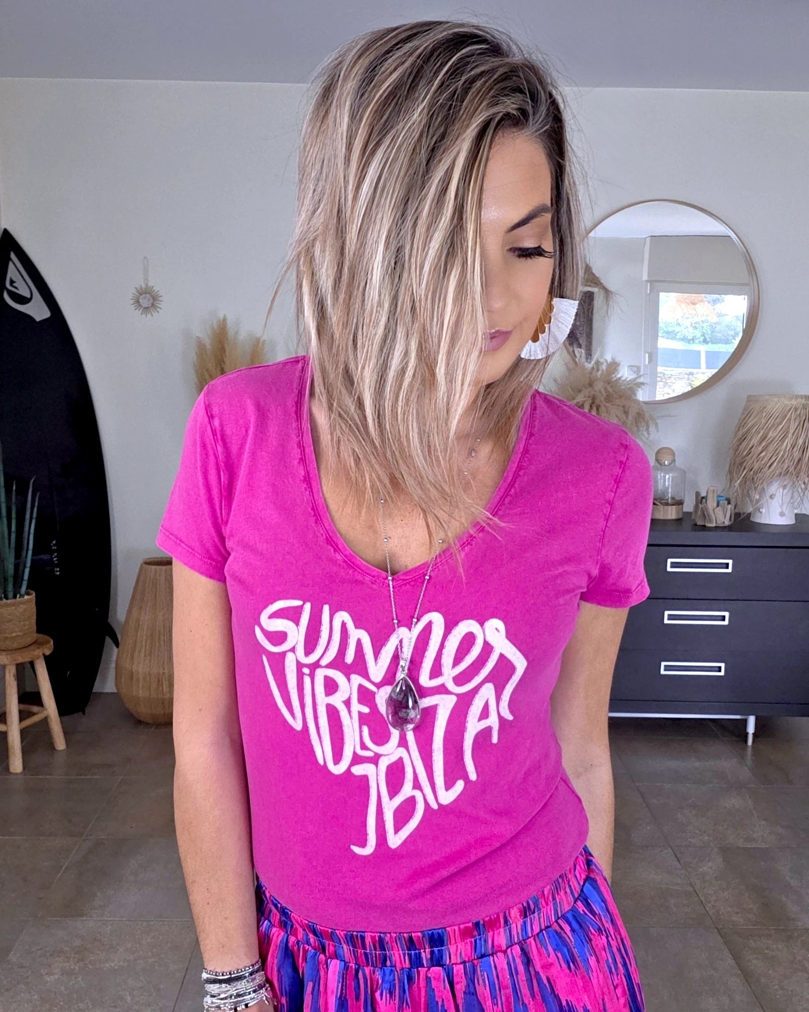 T-shirt rose summer ibiza