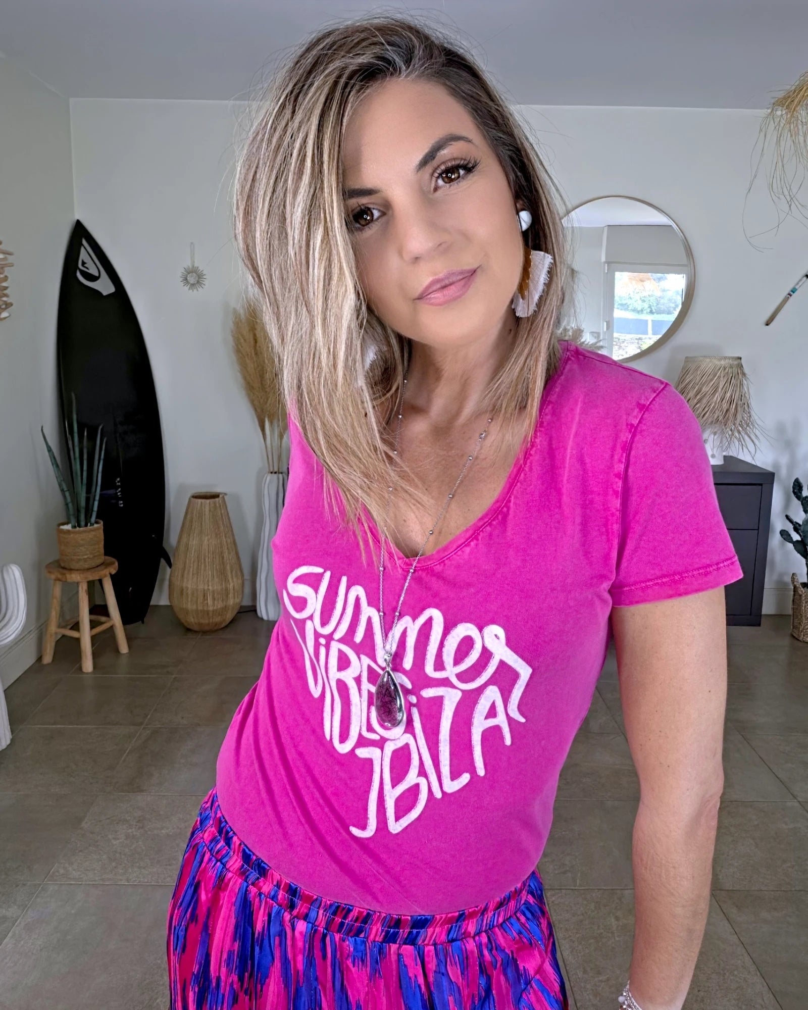 T-shirt rose summer ibiza