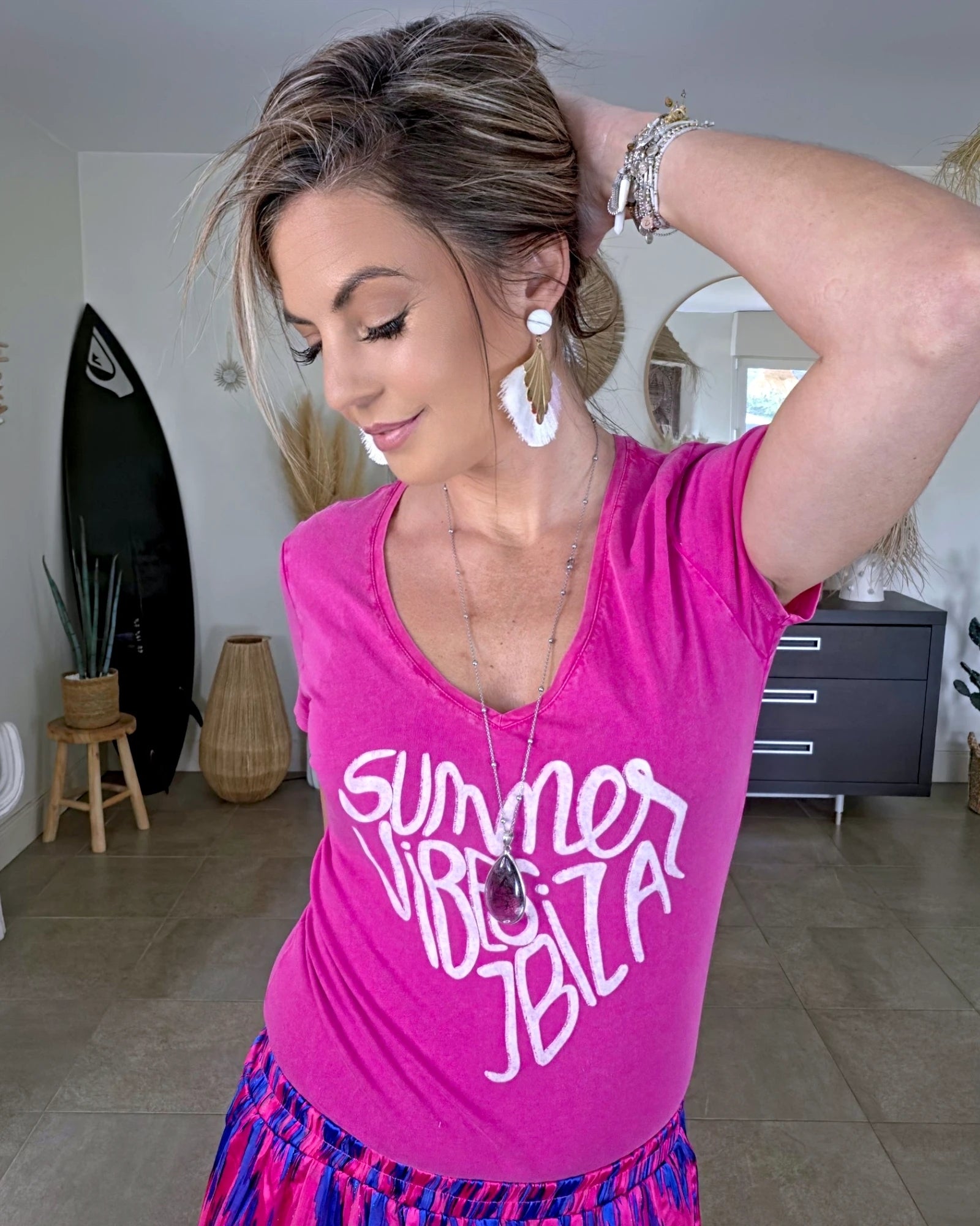 T-shirt rose summer ibiza