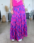 Jupe longue rose fuchsia et bleu roi