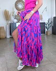 Jupe longue rose fuchsia et bleu roi