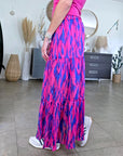 Jupe longue rose fuchsia et bleu roi