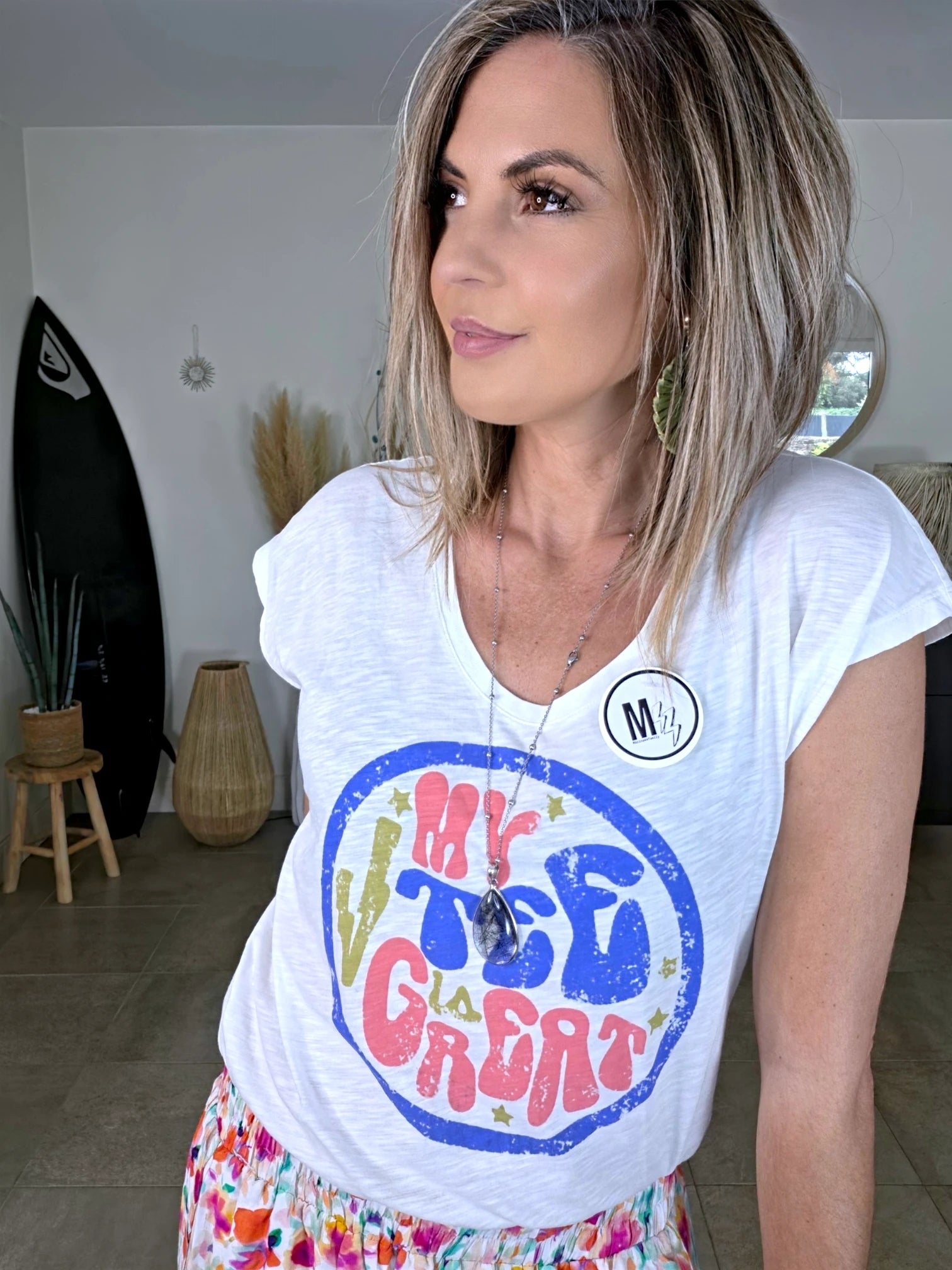 T-shirt blanc "My tee great" - 𝐌𝐚𝐫𝐢𝐧𝐚𝟒𝟒𝐟𝐚𝐦𝐢𝐥𝐲