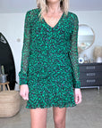 Robe Verte à imprimé noir