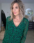 Robe Verte à imprimé noir