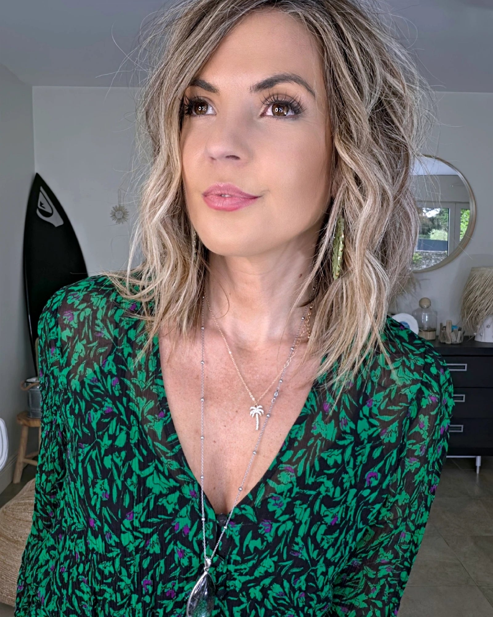 Robe Verte à imprimé noir