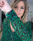 Robe Verte à imprimé noir