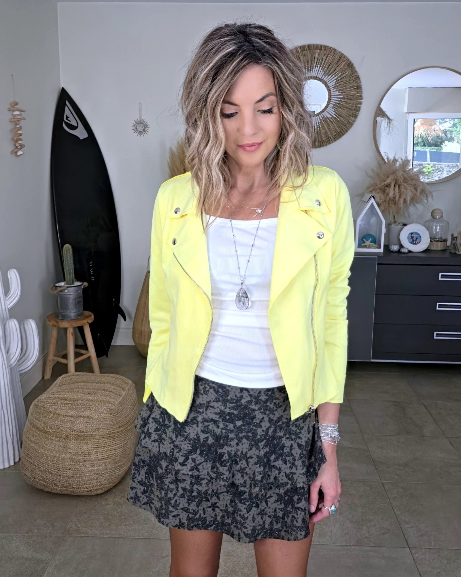 Perfecto suédine jaune fluo - 𝐌𝐚𝐫𝐢𝐧𝐚𝟒𝟒𝐟𝐚𝐦𝐢𝐥𝐲