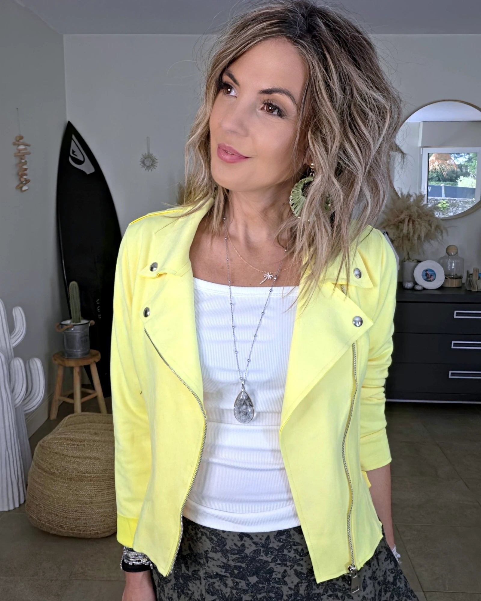 Perfecto suédine jaune fluo - 𝐌𝐚𝐫𝐢𝐧𝐚𝟒𝟒𝐟𝐚𝐦𝐢𝐥𝐲