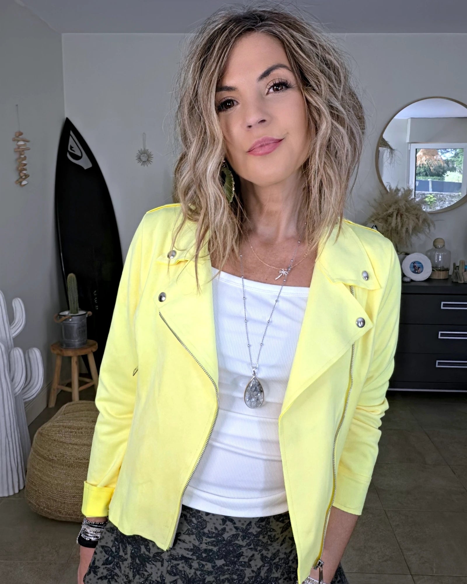 Perfecto suédine jaune fluo - 𝐌𝐚𝐫𝐢𝐧𝐚𝟒𝟒𝐟𝐚𝐦𝐢𝐥𝐲