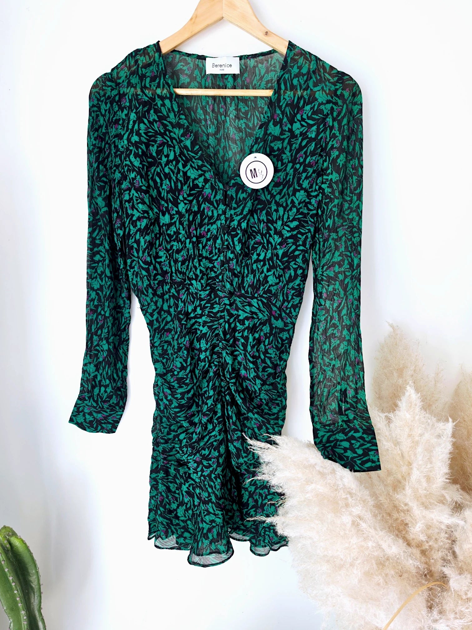 Robe Verte à imprimé noir