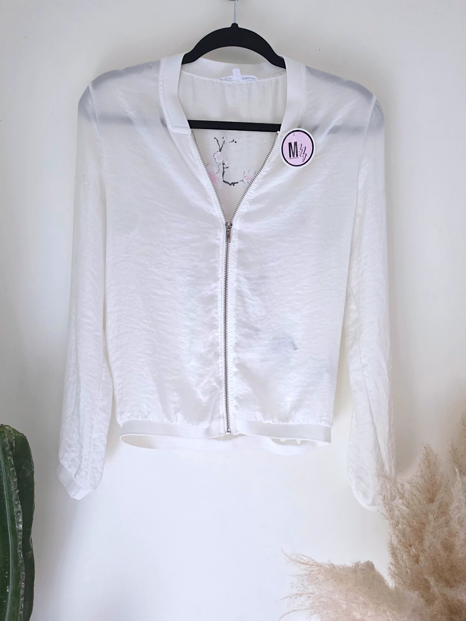 Veste blanche à imprimé japonais au dos