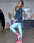 Pantalon chic bleu - vert menthe