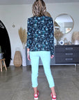 Pantalon chic bleu - vert menthe