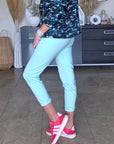Pantalon chic bleu - vert menthe