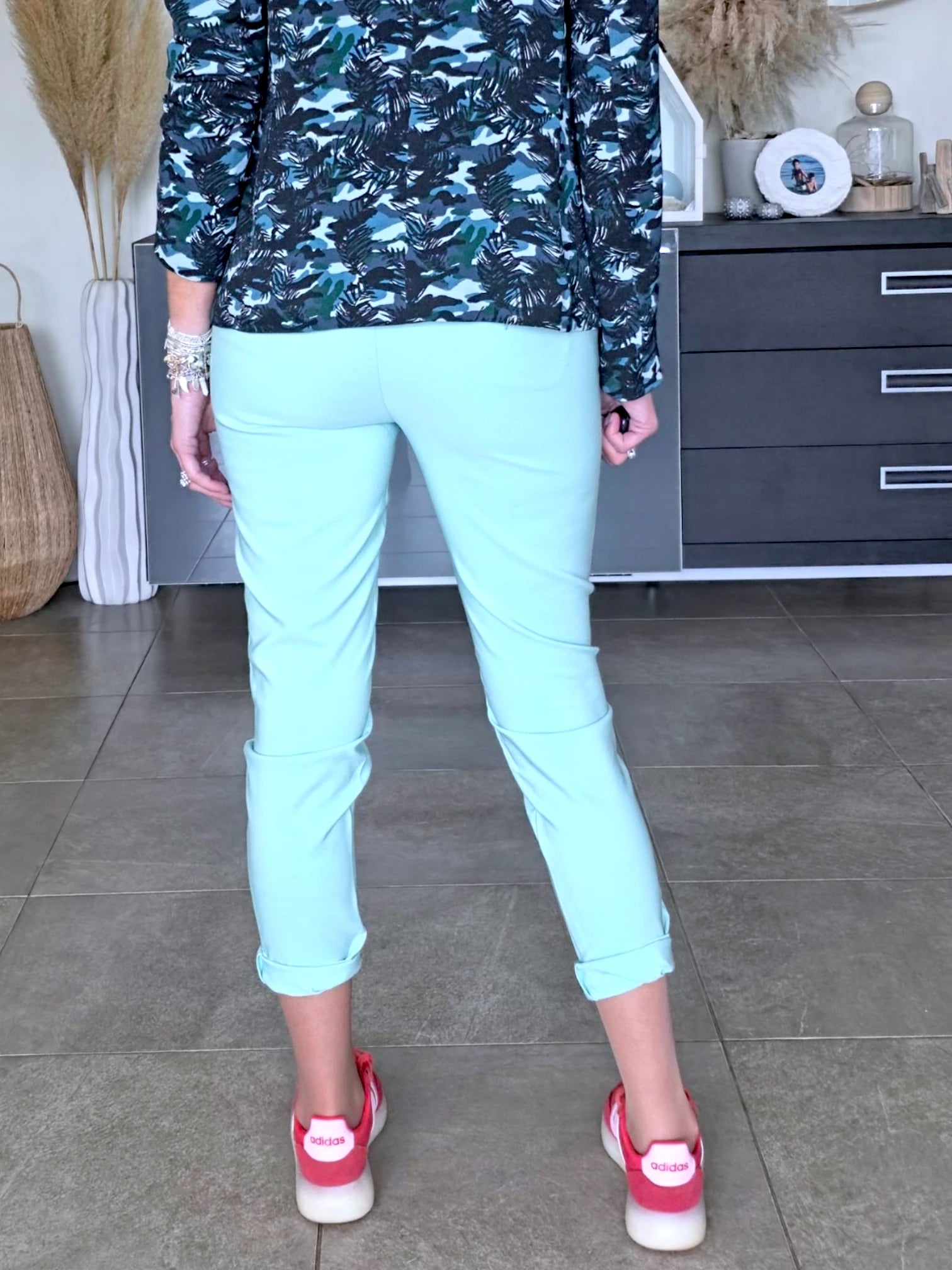Pantalon chic bleu - vert menthe