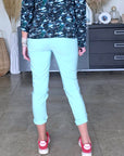 Pantalon chic bleu - vert menthe