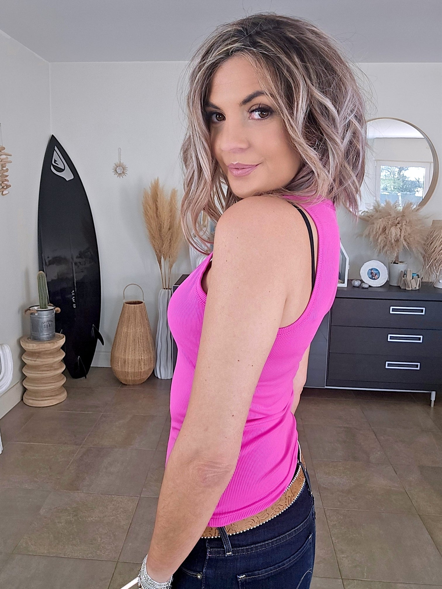 Débardeur rose fuchsia à maille côtelée - 𝐌𝐚𝐫𝐢𝐧𝐚𝟒𝟒𝐟𝐚𝐦𝐢𝐥𝐲