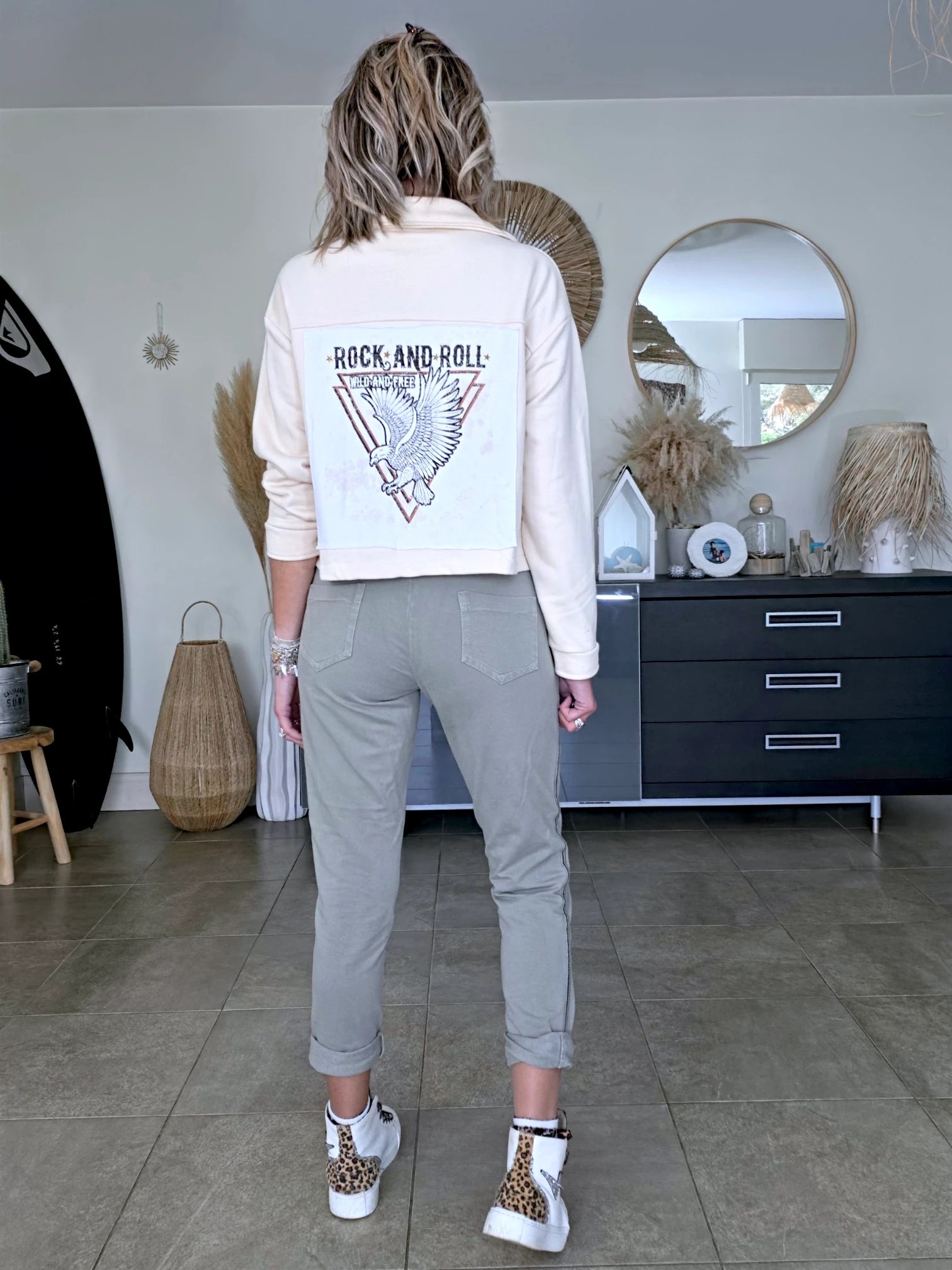 Pantalon 7/8è jeeging kaki-beige