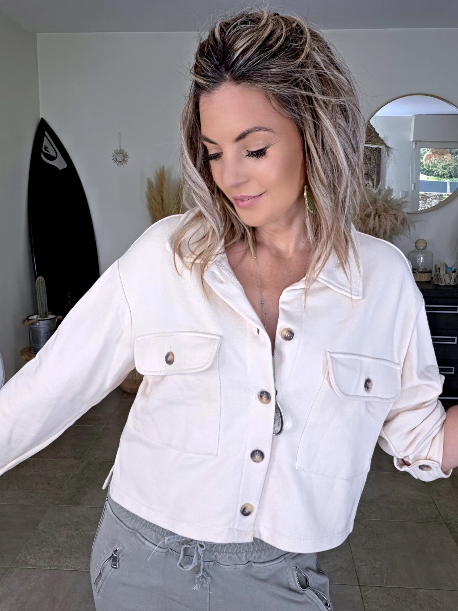 Veste sweat beige rock &amp; roll