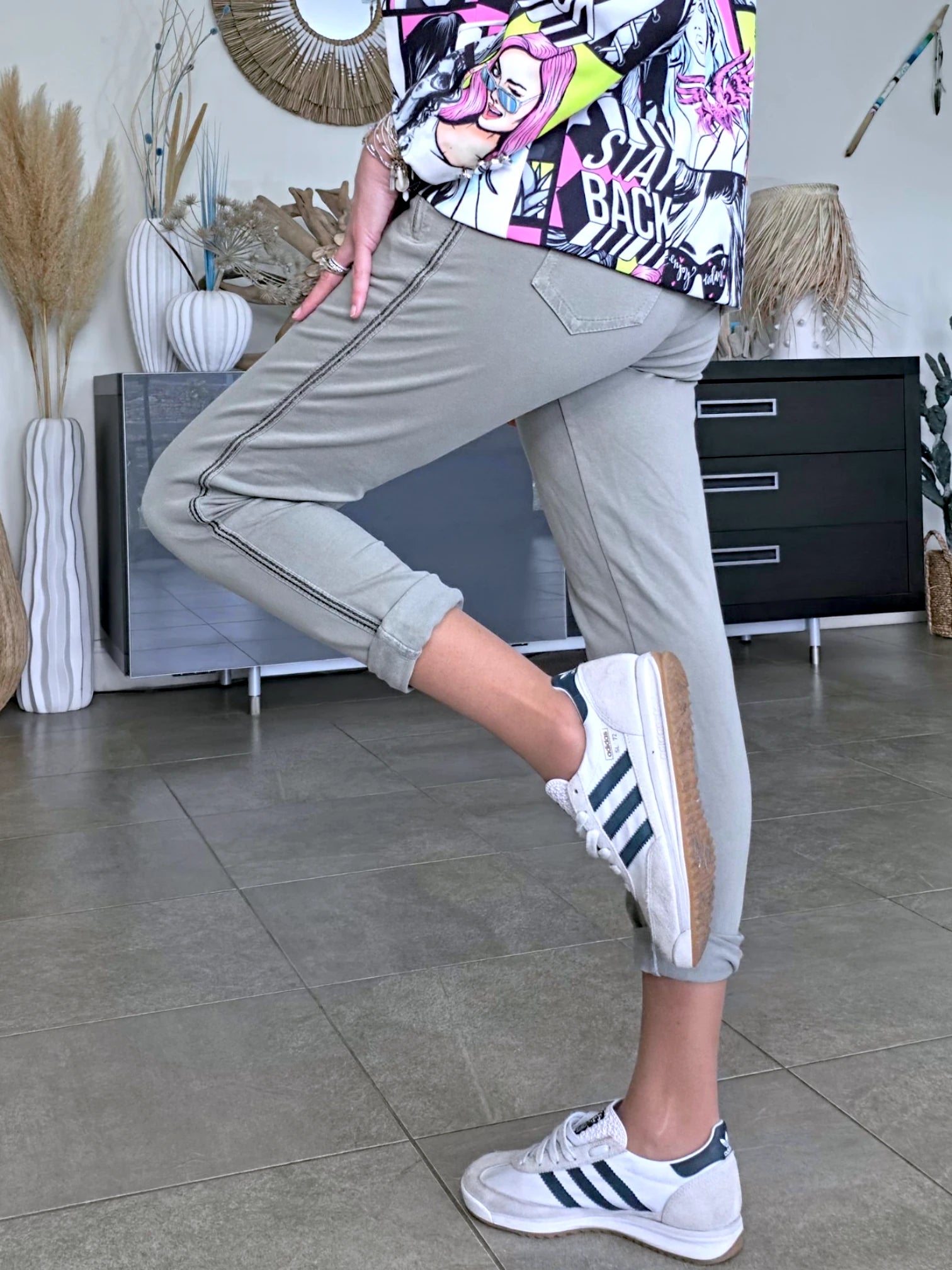 Pantalon 7/8è jeeging kaki-beige
