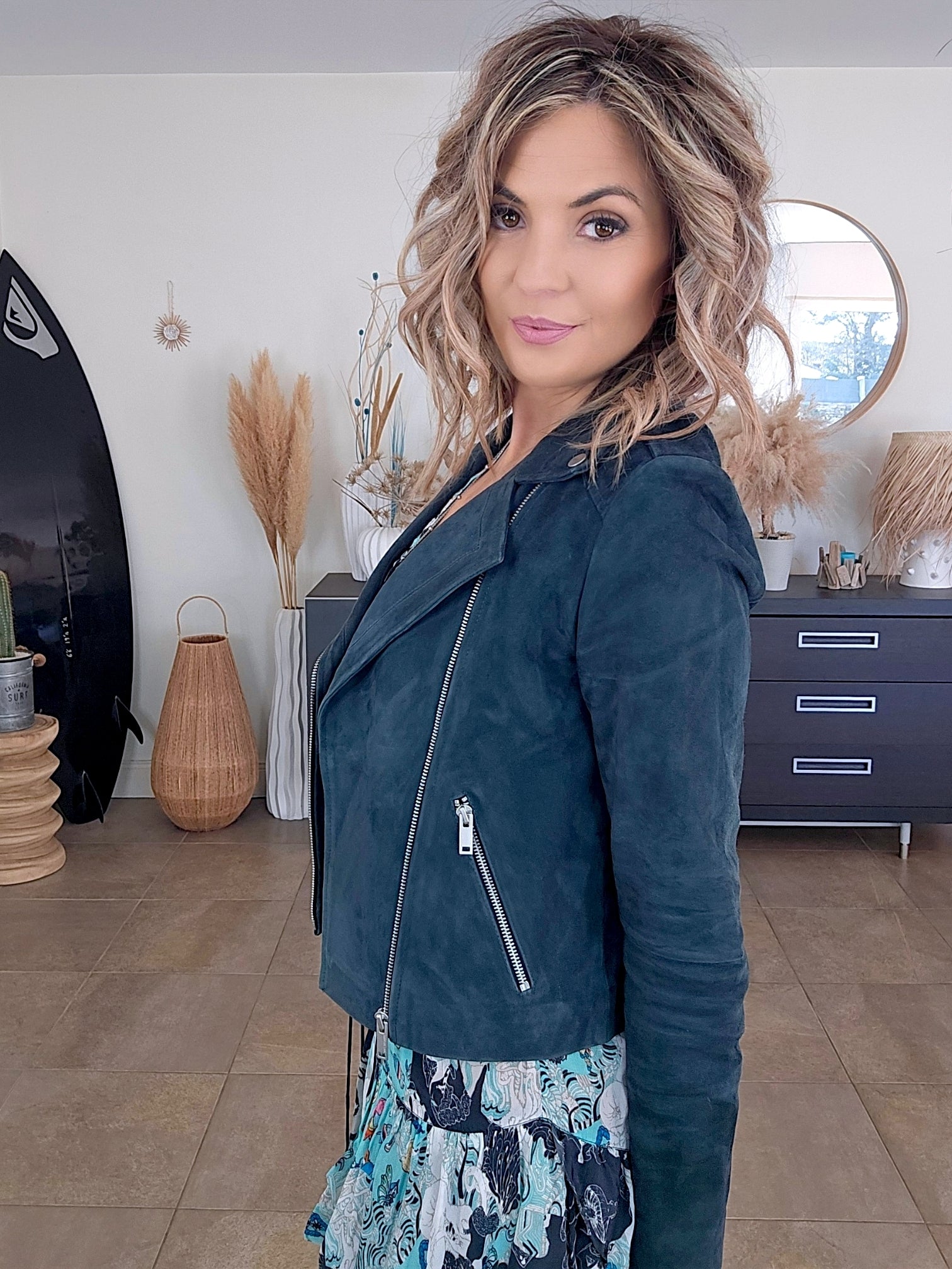 Perfecto 100% cuir bleu pétrole - 𝐌𝐚𝐫𝐢𝐧𝐚𝟒𝟒𝐟𝐚𝐦𝐢𝐥𝐲
