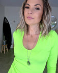 T-shirt en lycra vert-jaune fluo