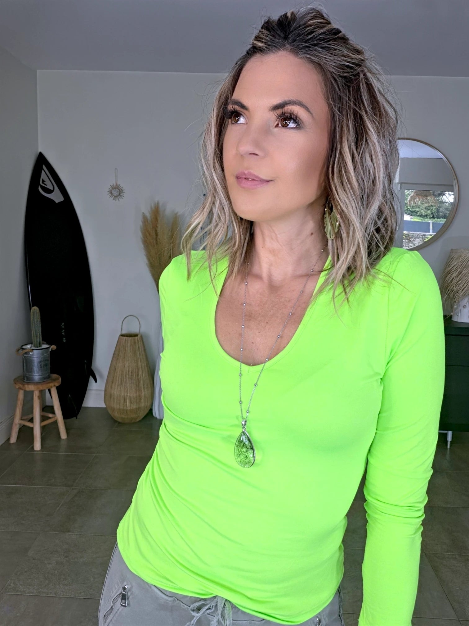 T-shirt en lycra vert-jaune fluo