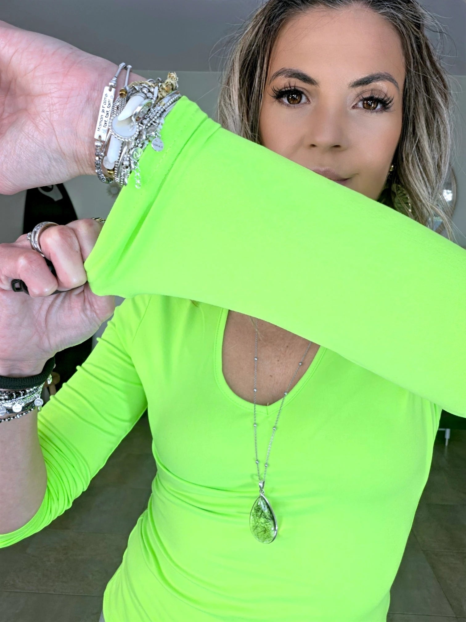 T-shirt en lycra vert-jaune fluo
