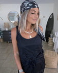 Foulard noir à imprimé bandana