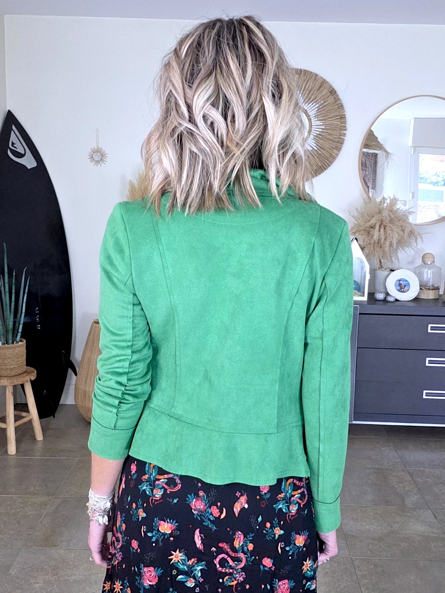 Perfecto vert en suédine