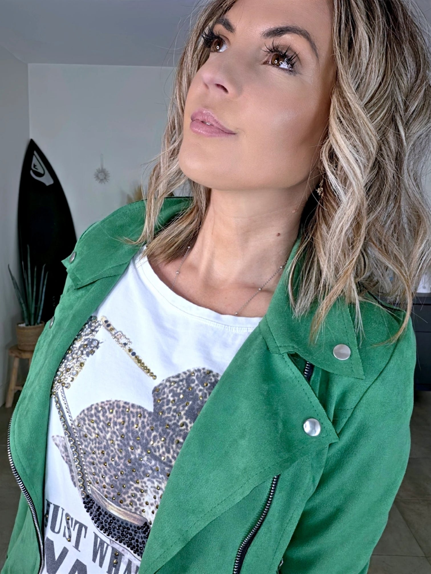 Perfecto vert en suédine