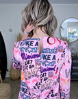 Robe rose à imprimé tags - 𝐌𝐚𝐫𝐢𝐧𝐚𝟒𝟒𝐟𝐚𝐦𝐢𝐥𝐲