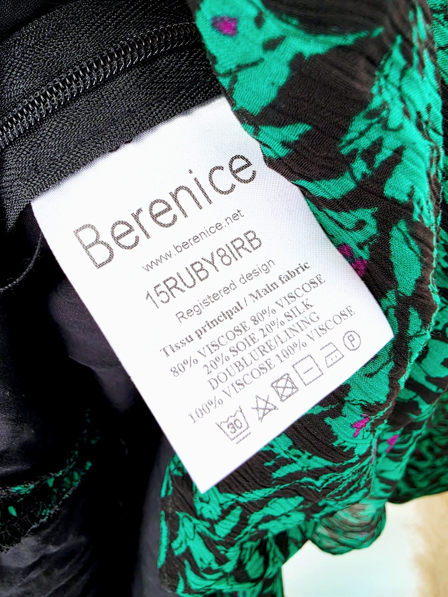 Robe Verte à imprimé noir