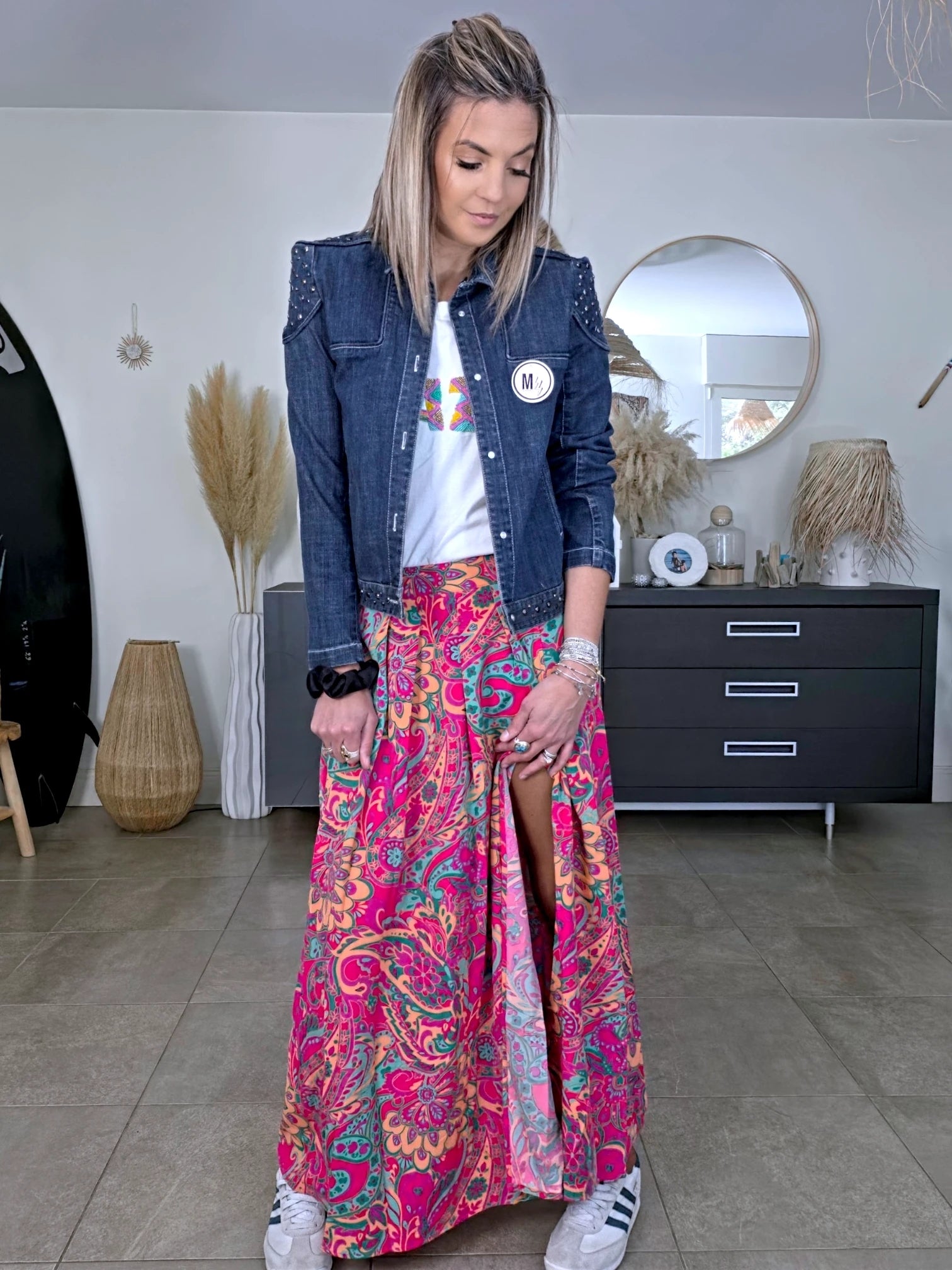 Veste originale en jean bleu brut